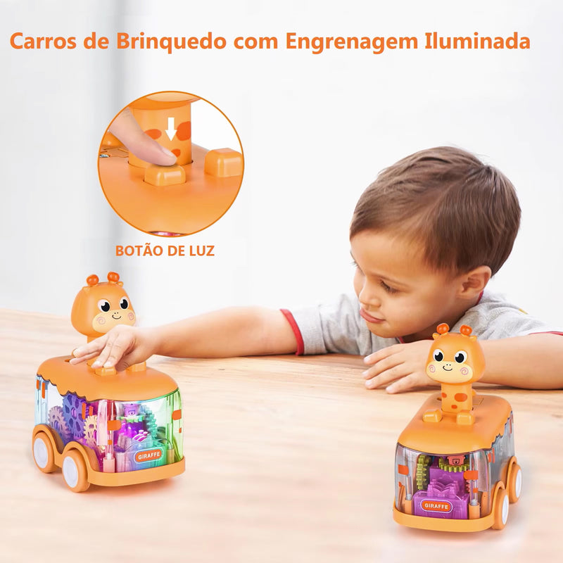 Baby Toy - Carro de Corrida Transparente com Engrenagens a Inércia - Brinquedo Durável, Seguro e à Prova de Queda